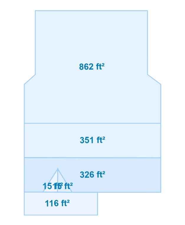 Pitched & Flat Roof Section in Toronto, ON — Measurements