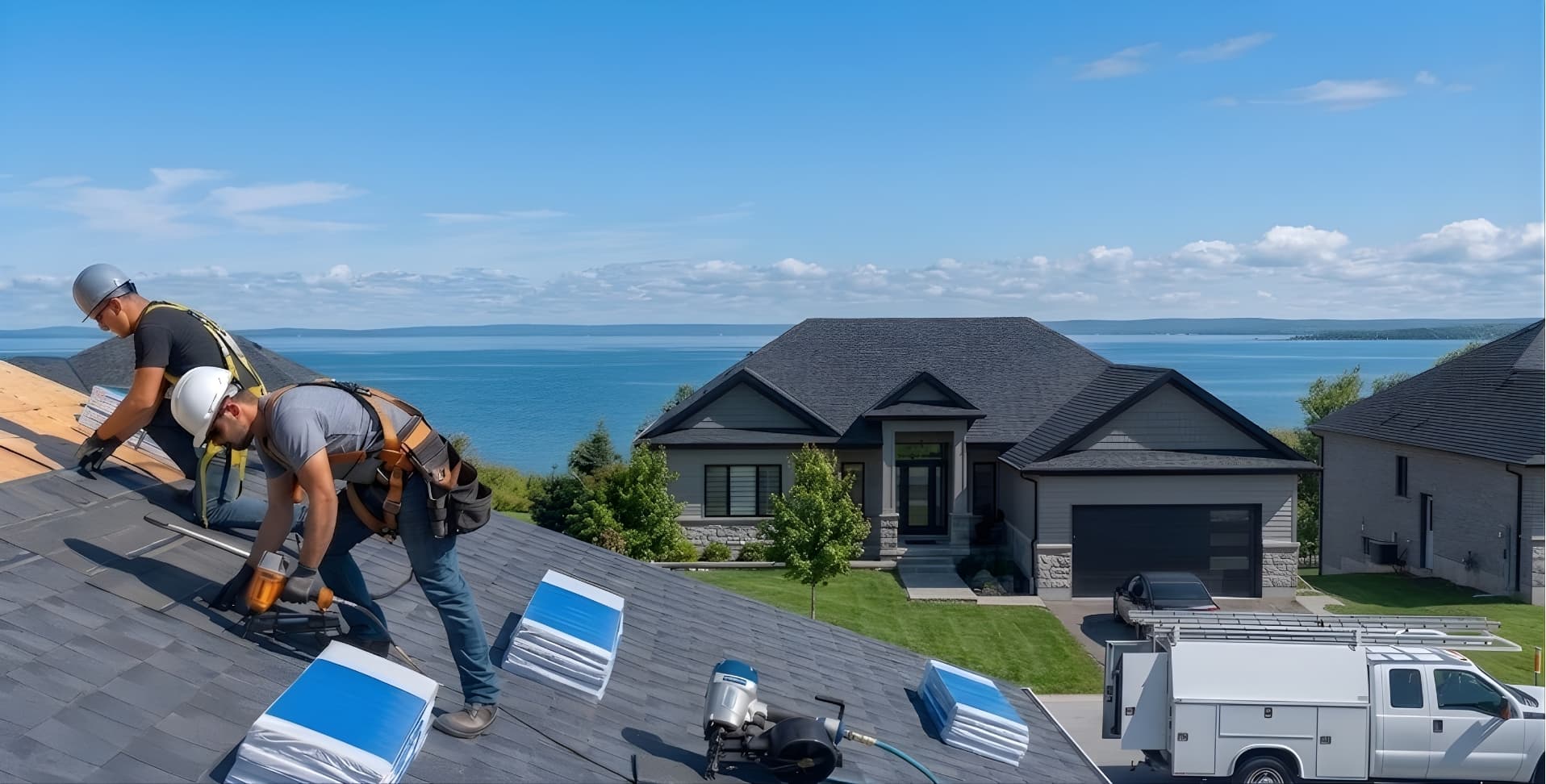 Professional roofing contractors working on Ontario homes
