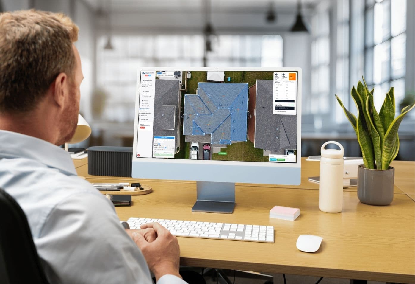 Roof measurements and contractor matching process