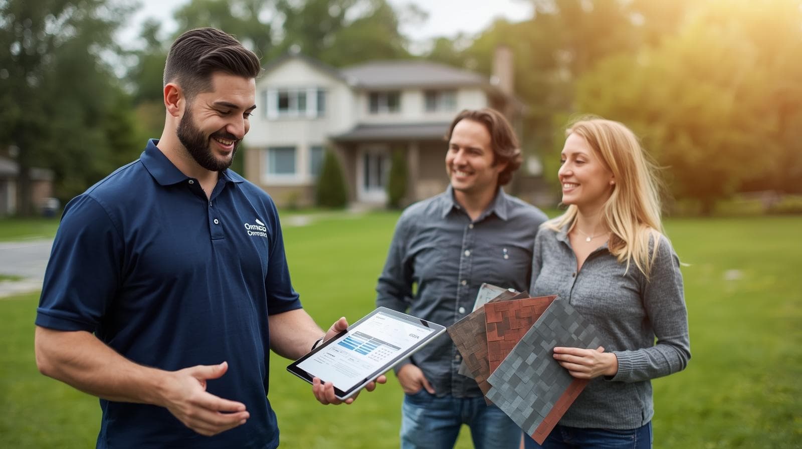Homeowner choosing a roofing professional